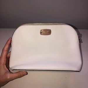 Michael Kors White and Gold Faux Leather Crossbody